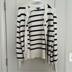 Bejeweled button down stripe cardigan